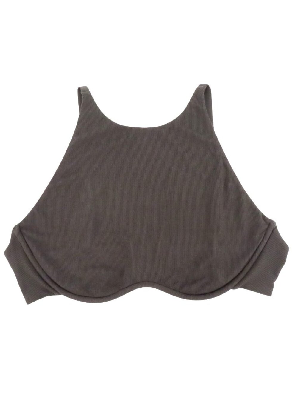 SKIMS Women 3XL Soft Lounge Underwire High Neck Bra Ribbed Solid Gray Unlined